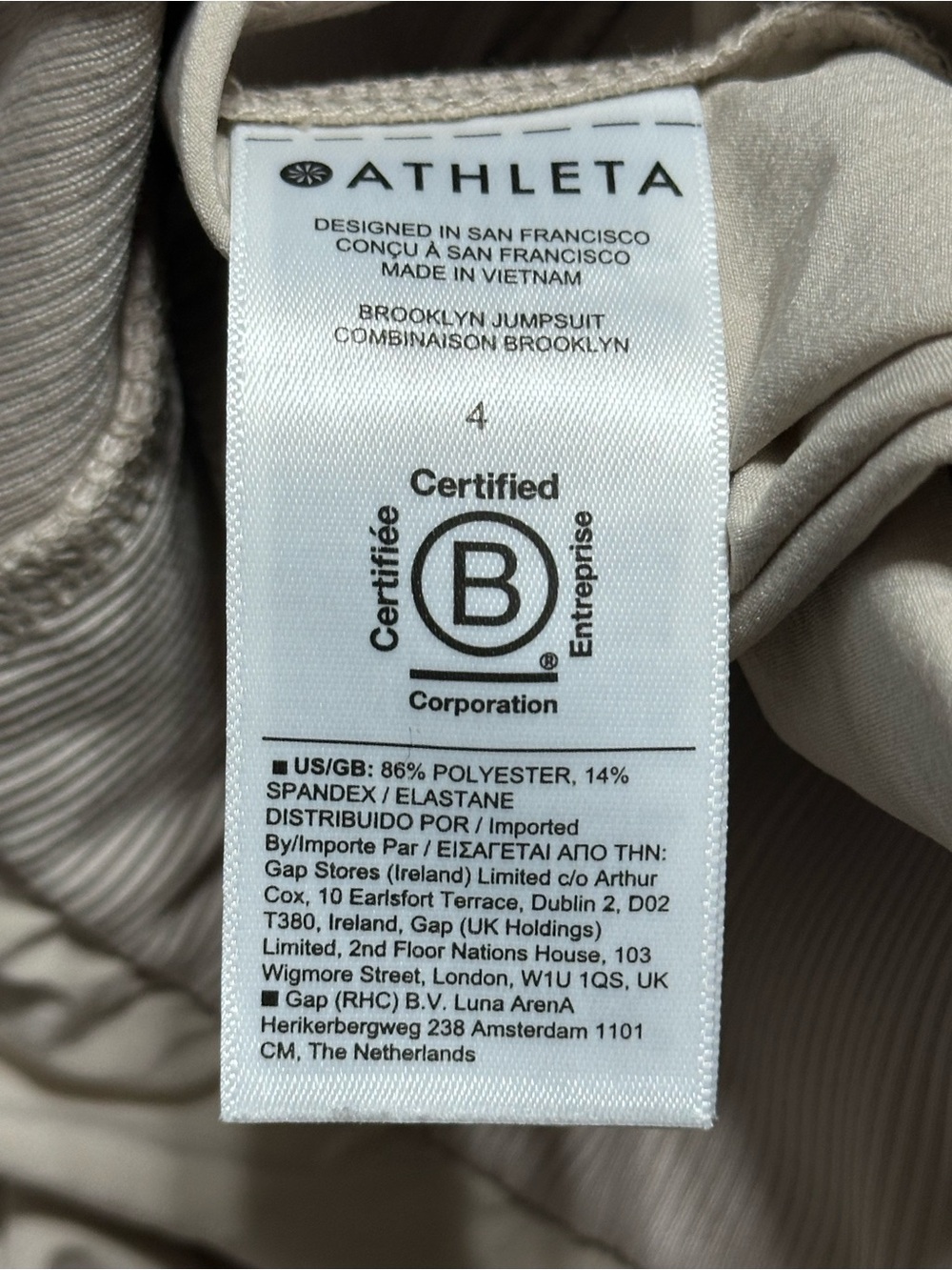 Athleta Brooklyn Jumpsuit Womens Size 4 Beige Sleeveless Travel Stretch Pockets - Picture 9 of 11